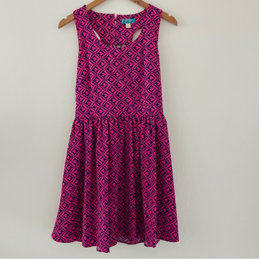 Buttons Pink & Purple Strappy Back Sundress